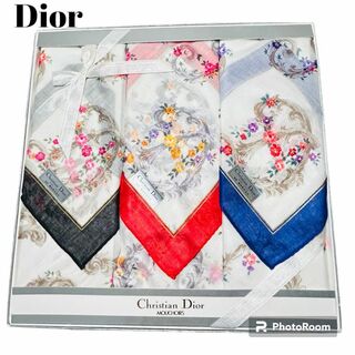 クリスチャンディオール(Christian Dior)の[新品未使用]Christian Dior ハンカチ　スカーフ　セット　箱付き(ハンカチ)