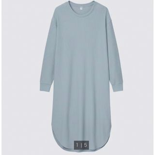 ユニクロ(UNIQLO)のワッフルクルーネックワンピース　（長袖）☆新品☆(ロングワンピース/マキシワンピース)