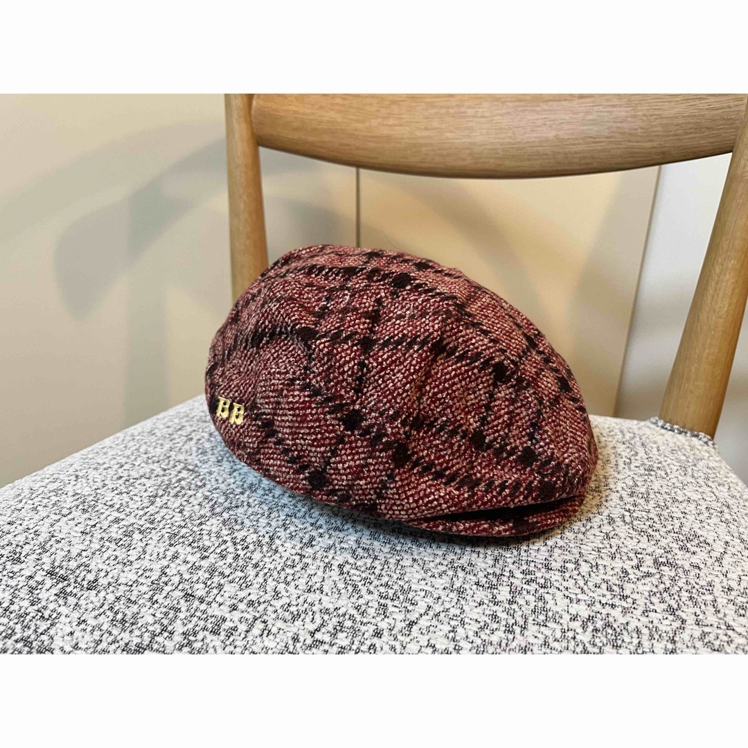 ベレー帽　赤チェック レディースの帽子(ハンチング/ベレー帽)の商品写真