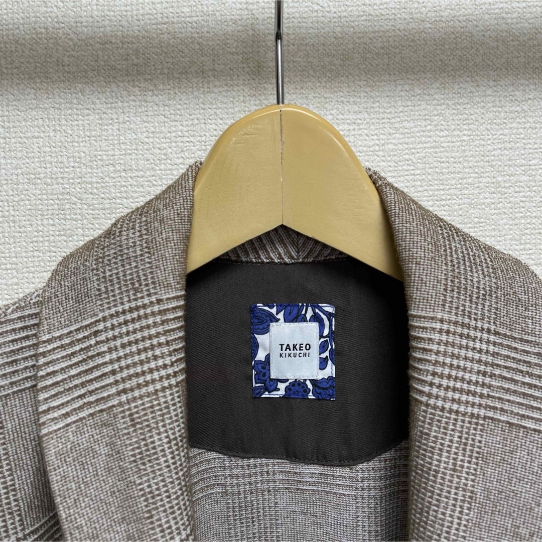 TAKEO KIKUCHI(タケオキクチ)のTAKEO KIKUCHI チェック柄ジャケット　ショールカラーカーディガン メンズのトップス(カーディガン)の商品写真