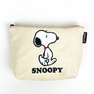 スヌーピー(SNOOPY)のスヌーピー サガラキャンバス 化粧ポーチ ホワイト 小物入れ(ボディバッグ/ウエストポーチ)