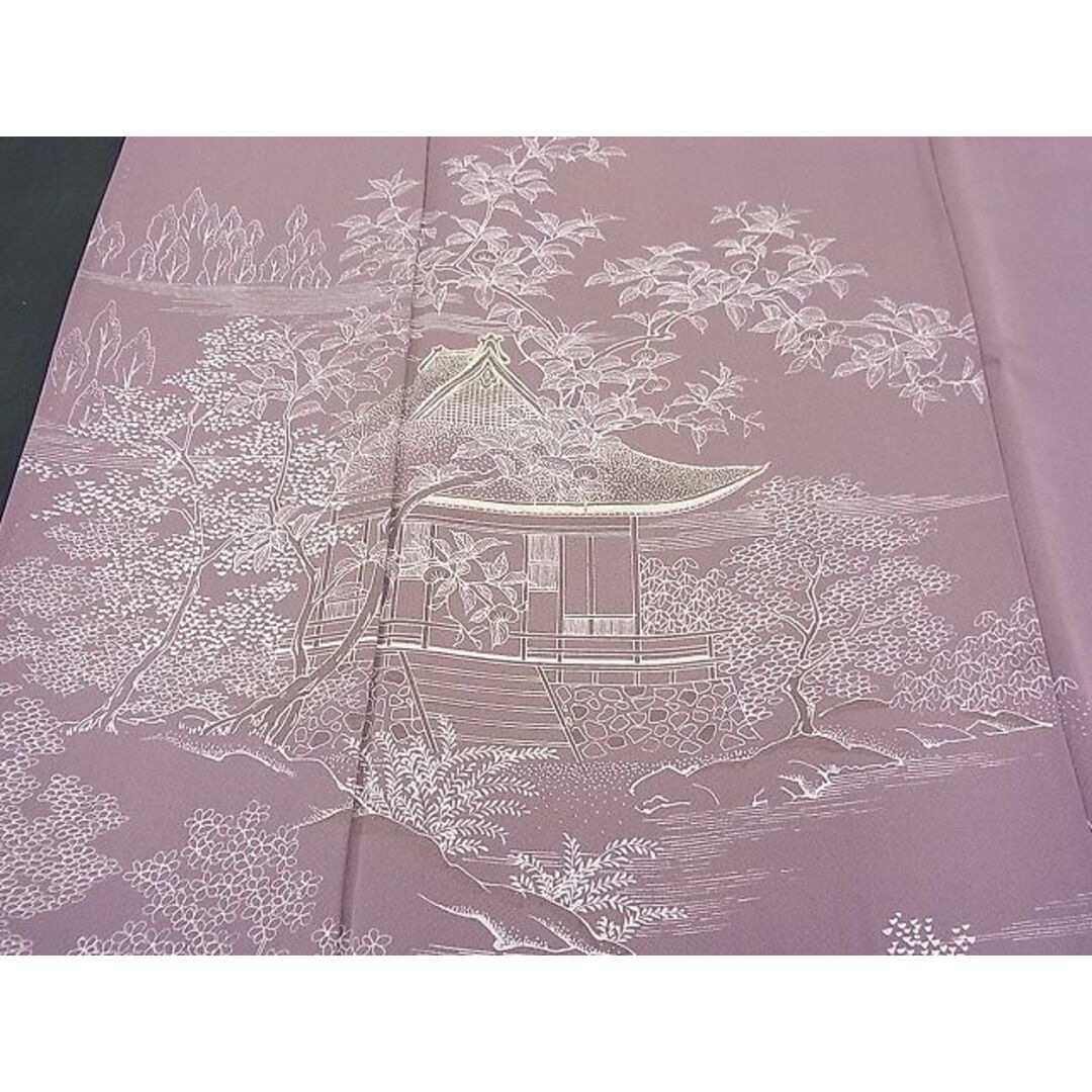 平和屋野田店■豪華色留袖　刺繍　樹林風景文　銀彩　逸品　n-fw5405 レディースの水着/浴衣(着物)の商品写真