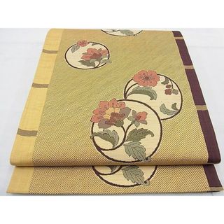 平和屋野田店■六通柄袋帯　陶漆　更紗花丸文　逸品　n-gt3466(帯)