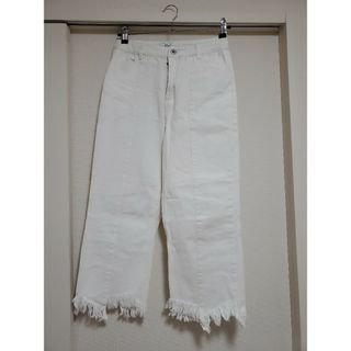 インディゴス(INDIGOS)の【美品】インディゴス　ワイドパンツ　Sサイズ　ホワイト　フリンジ【匿名配送】(カジュアルパンツ)