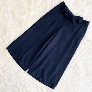 デミルクスビームス(Demi-Luxe BEAMS)のDemi-Luxe BEAMS ワイドパンツ　クロップドパンツ　麻　リネン　38(カジュアルパンツ)