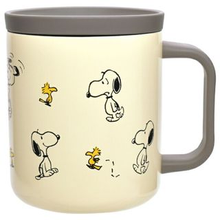 スヌーピー(SNOOPY)のスヌーピー 蓋つきステンレスマグ（アイボリー） ウッドストック オフィス PEANUTS(マグカップ)