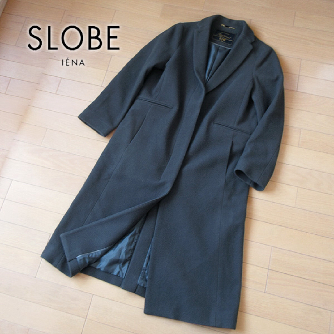 SLOBE IENA(スローブイエナ)のウール 美品 IENA SLOBE イエナスローブ チェスターコート グレー レディースのジャケット/アウター(チェスターコート)の商品写真