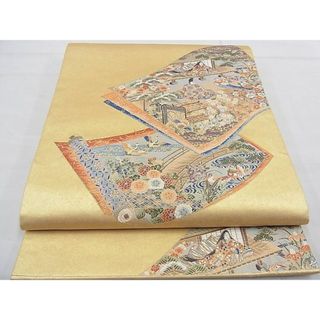 平和屋野田店■太鼓柄袋帯　唐織　平安人物風景絵巻　本金箔　逸品　n-gt3477(帯)