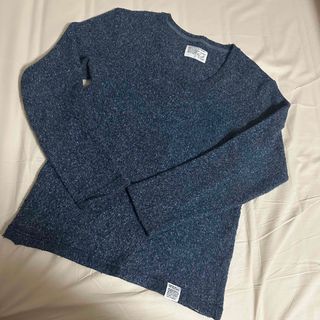 アズールバイマウジー(AZUL by moussy)のAZUL ニット セーター 春服 Vネック 紺色 青色 古着 トップス(ニット/セーター)