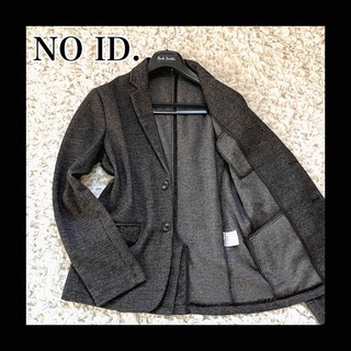 NO ID. - 美品　ノーアイディー　テーラードジャケット　千鳥格子　グレー　黒　総裏地　2 M