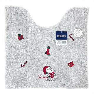 スヌーピー(SNOOPY)の スヌーピー トイレマット （グレー） ハッピークリスマス SNOOPY(トイレ収納)