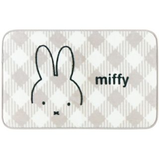 ミッフィー(miffy)のミッフィー miffy インテリアマット【50×80cm】 チェックライン グレー(フロアマット)