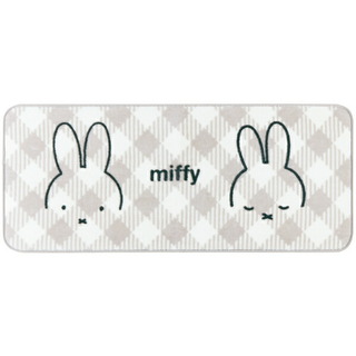 ミッフィー(miffy)のミッフィー miffy インテリアマット【50X120cm】 チェックライン グレー(フロアマット)