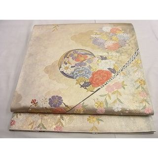 平和屋野田店■六通柄袋帯　唐織　枝垂れ桜花丸文　金糸　逸品　n-te1135(帯)