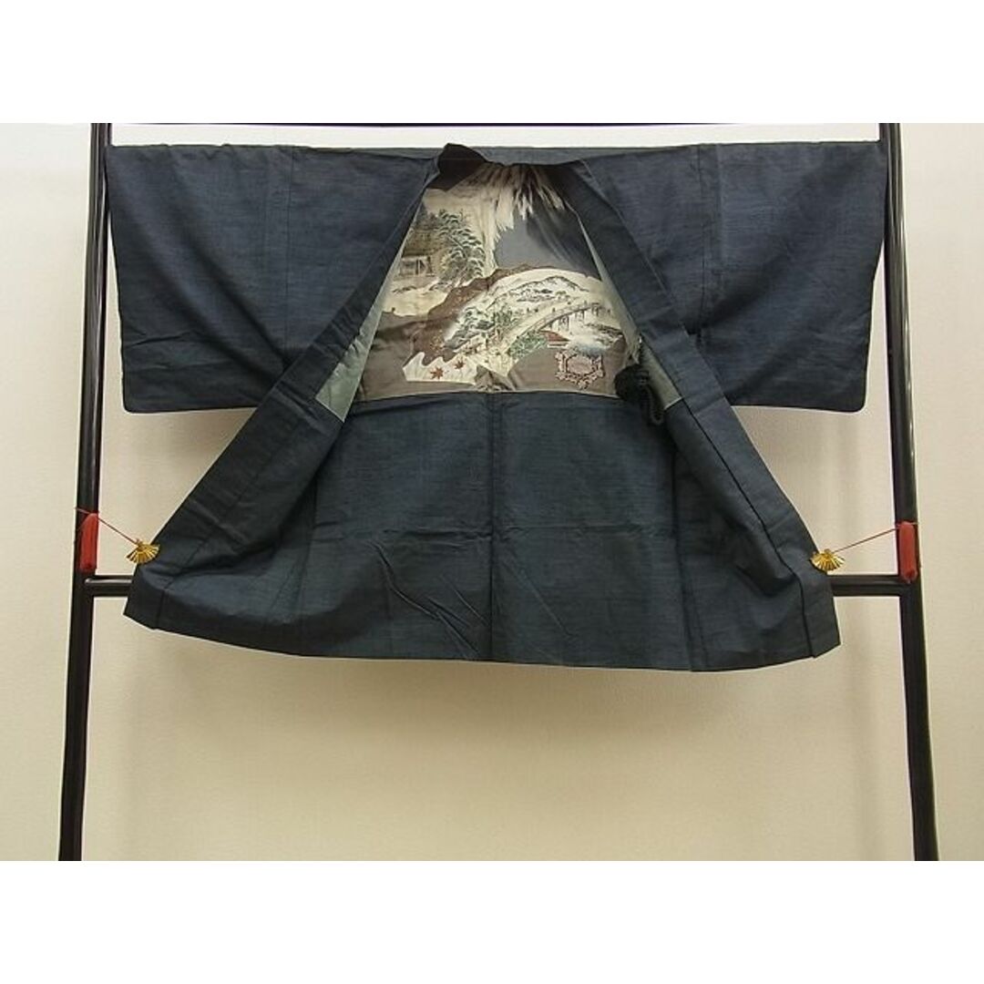 平和屋野田店■男性　紬　アンサンブル　絣文様　逸品　n-xi1180 メンズの水着/浴衣(着物)の商品写真