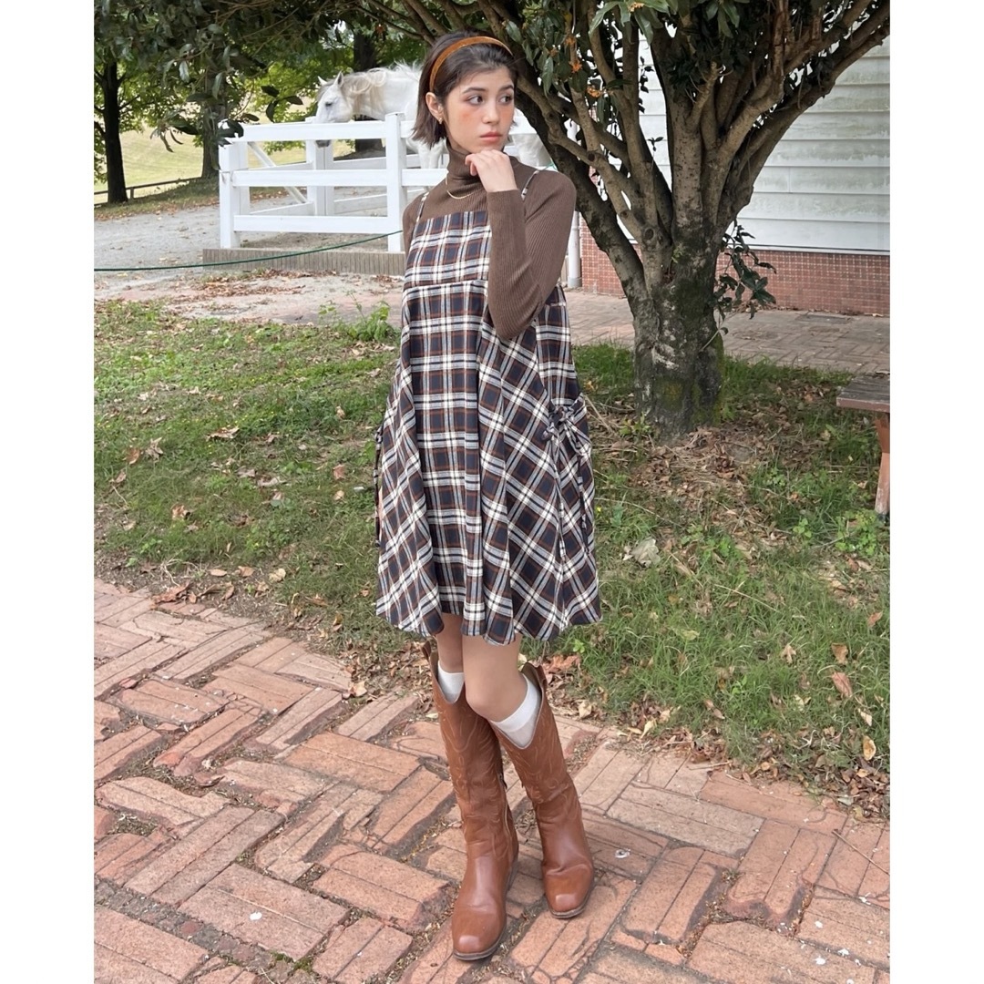 ALLISON BROWN BISCUIT CHECK MINI DRESS レディースのワンピース(ミニワンピース)の商品写真