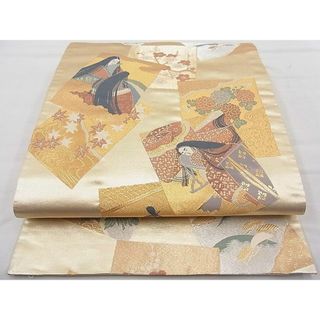 平和屋野田店■六通柄袋帯　色紙平安人物花文　金銀糸　逸品　n-fw5488(帯)