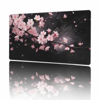 【色: 和風10】マウスパッド 大型 ゲーミング ピンク 桜 花 ブラック 花び(PC周辺機器)