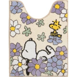 スヌーピー(SNOOPY)のスヌーピー 花いっぱい ロングトイレマット ブルー SNOOPY(トイレ収納)