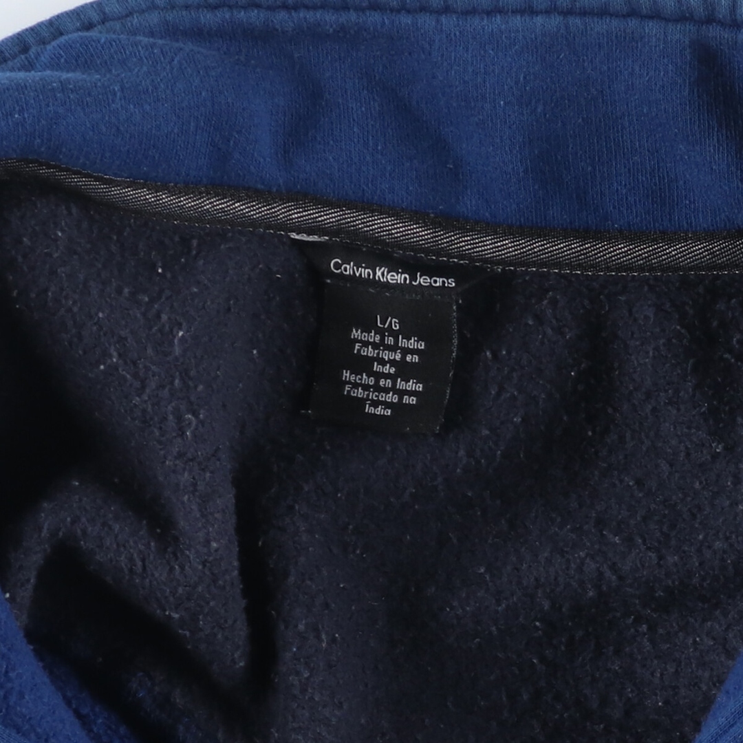 Calvin Klein(カルバンクライン)の古着 カルバンクライン Calvin klein JEANS 袖プリント ハーフジップスウェットシャツ トレーナー メンズL /eaa423900 メンズのトップス(スウェット)の商品写真