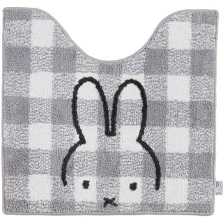 ミッフィー(miffy)のミッフィー miffy チェックライン トイレマット グレー ポイントマット トイレ(トイレ収納)