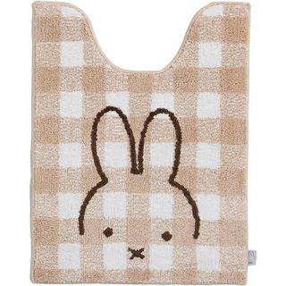 ミッフィー(miffy)のミッフィー miffy チェックライン ロングトイレマット ベージュ ポイントマット トイレ(トイレ収納)