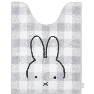 ミッフィー(miffy)のミッフィー miffy チェックライン ロングトイレマット グレー ポイントマット トイレ(トイレ収納)