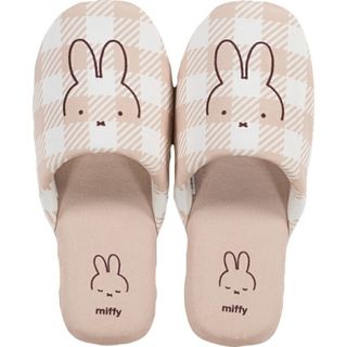 ミッフィー(miffy)のミッフィー miffy チェックライン スリッパ ベージュ トイレ 日用品(トイレ収納)