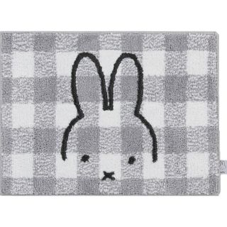 ミッフィー(miffy)のミッフィー miffy チェックライン バスマット グレー バス用品 衛生用品(トイレ収納)