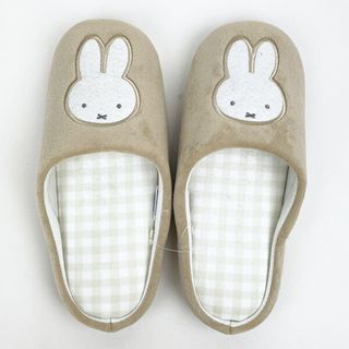 ミッフィー(miffy)のミッフィー ギンガムワッペン スリッパ ベージュ ルームシューズ 室内履き(スリッパ)