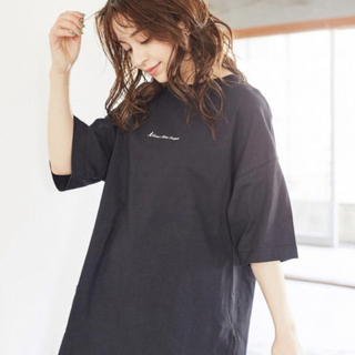 KANGOL - KANGOL  裾ラウンドチュニックTシャツ　黒　L