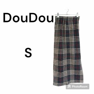 ドゥドゥ(DouDou)の【dou】ドゥドゥ　スカート　S　小さめ　スリット　厚め　チェック　カジュアル(ロングスカート)