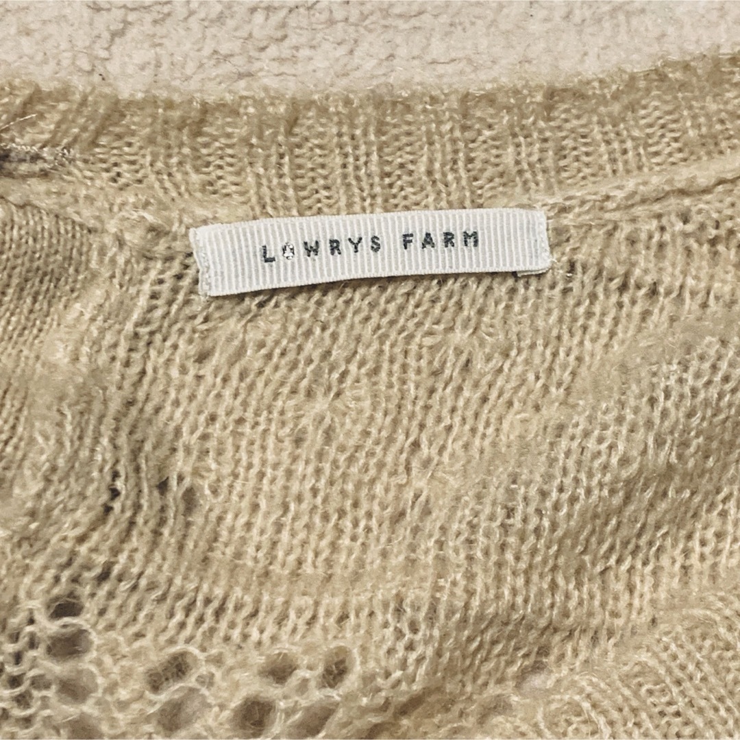 LOWRYS FARM(ローリーズファーム)のローリーズファーム 2way透かし編み 長袖オーバー ルーズニット オフホワイト レディースのトップス(ニット/セーター)の商品写真