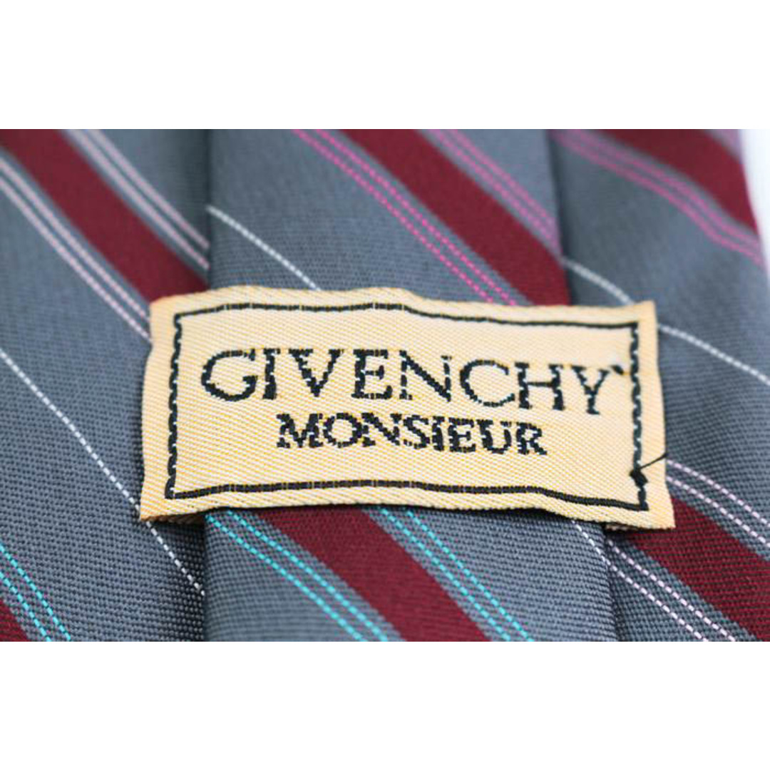 GIVENCHY(ジバンシィ)のジバンシィ ブランド ネクタイ ストライプ柄 シルク USA製 メンズ グレー GIVENCHY メンズのファッション小物(ネクタイ)の商品写真