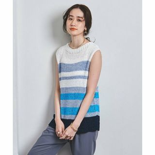 ユナイテッドアローズ(UNITED ARROWS)の【TURQUOISE】CU/N マルチボーダー ノースリーブ ニット(ニット/セーター)