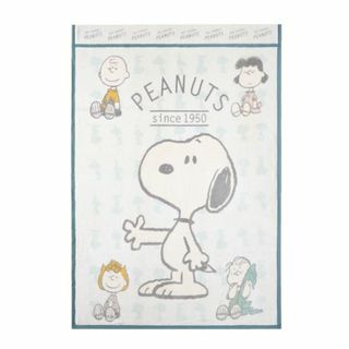 スヌーピー(SNOOPY)のスヌーピー PEANUTS 綿毛布 シングル毛布 ブルー  西川日本製(その他)