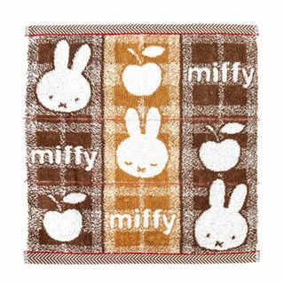 ミッフィー(miffy)のミッフィー ウォッシュタオル　おかおチェック柄　ブラウン 西川(タオルケット)