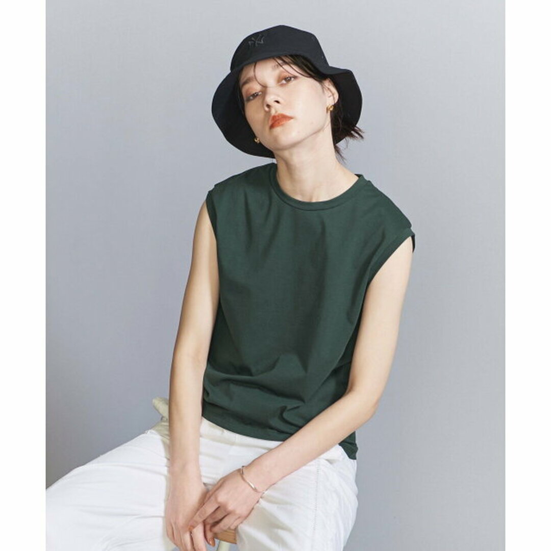 BEAUTY&YOUTH UNITED ARROWS(ビューティアンドユースユナイテッドアローズ)の【DK.GREEN】クリアハイゲージコットンブレンド ノースリーブカットソー レディースのトップス(カットソー(長袖/七分))の商品写真