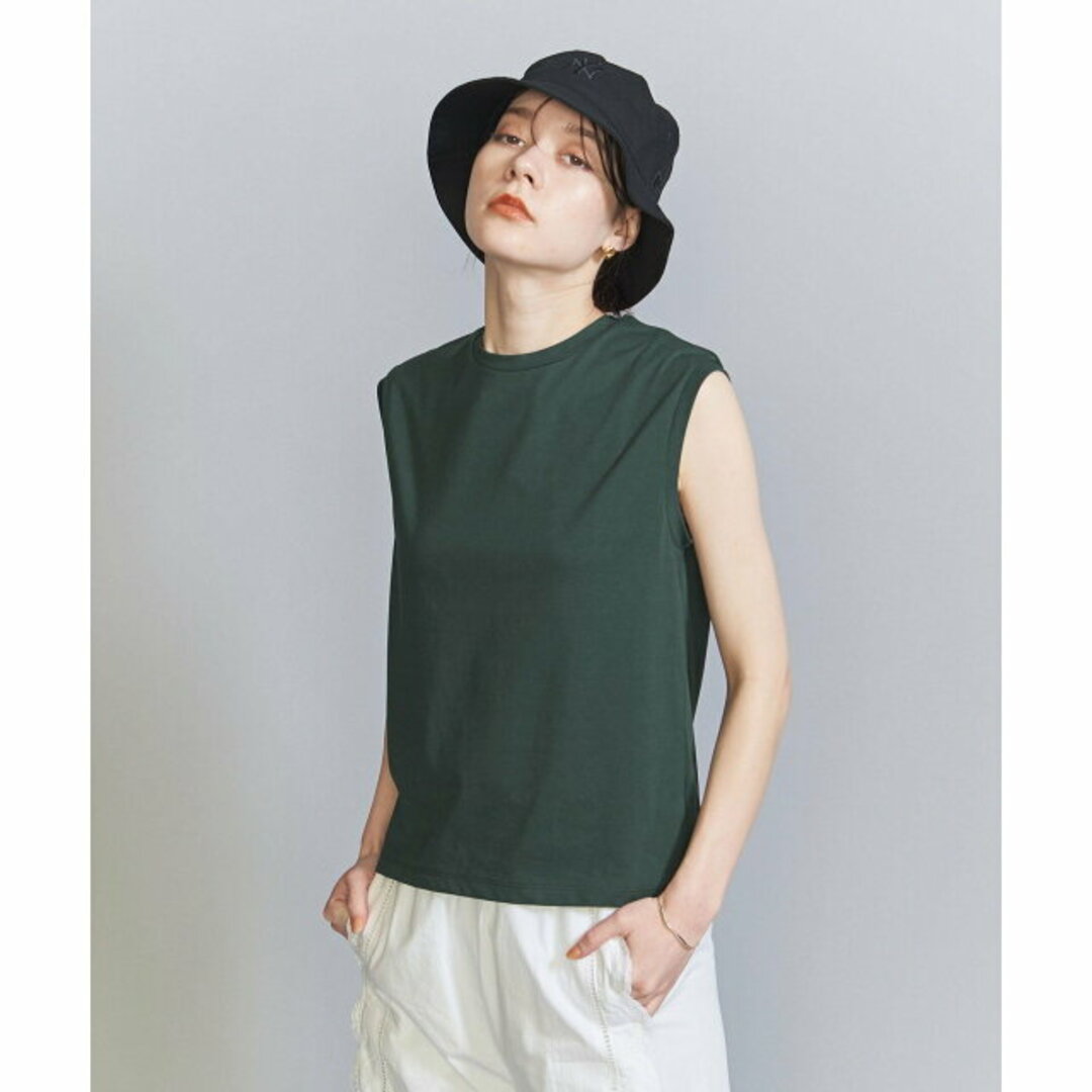 BEAUTY&YOUTH UNITED ARROWS(ビューティアンドユースユナイテッドアローズ)の【DK.GREEN】クリアハイゲージコットンブレンド ノースリーブカットソー レディースのトップス(カットソー(長袖/七分))の商品写真