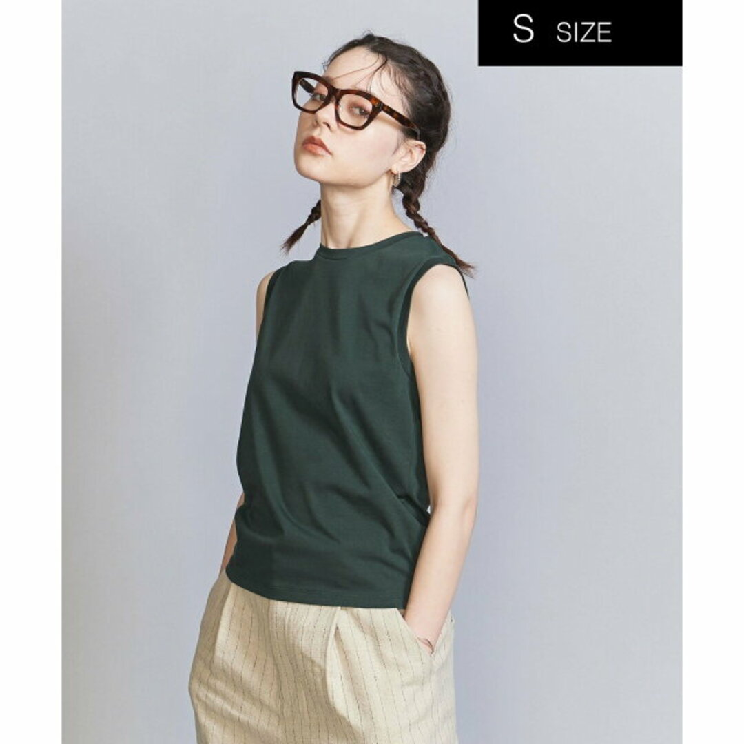 BEAUTY&YOUTH UNITED ARROWS(ビューティアンドユースユナイテッドアローズ)の【DK.GREEN】クリアハイゲージコットンブレンド ノースリーブカットソー レディースのトップス(カットソー(長袖/七分))の商品写真