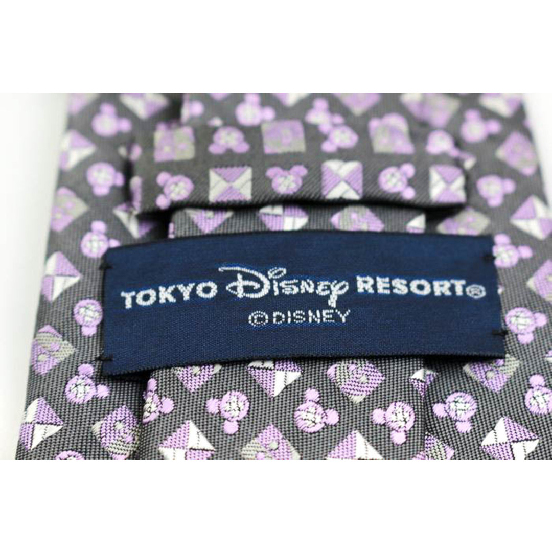 Disney(ディズニー)の東京ディズニーリゾート ブランド ネクタイ ミッキー 小紋柄 格子柄 シルク 日本製 メンズ グレー Disney メンズのファッション小物(ネクタイ)の商品写真