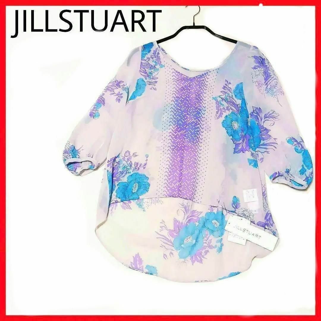 JILLSTUART(ジルスチュアート)の新品　JILLSTUART　花柄シースルーカットソー　綺麗目　大人　可愛い　◎ レディースのトップス(シャツ/ブラウス(半袖/袖なし))の商品写真