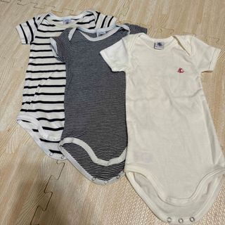 プチバトー(PETIT BATEAU)のプチバトー　ボディ　ロンパース  12m 3枚(肌着/下着)