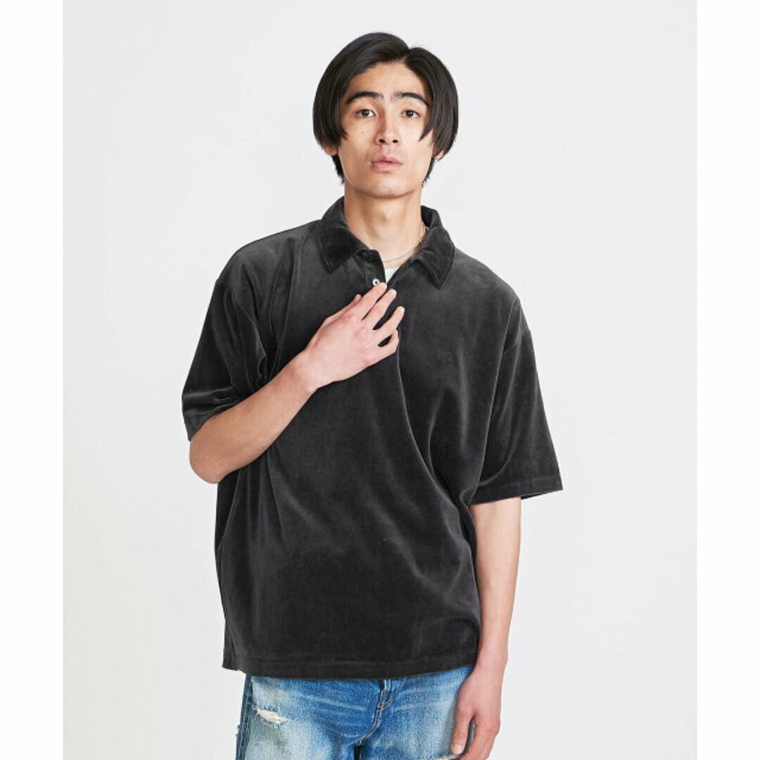 BEAUTY&YOUTH UNITED ARROWS(ビューティアンドユースユナイテッドアローズ)の【BLACK】【L】<info. BEAUTY&YOUTH> シャイニー ベロア ポロシャツ メンズのトップス(ポロシャツ)の商品写真