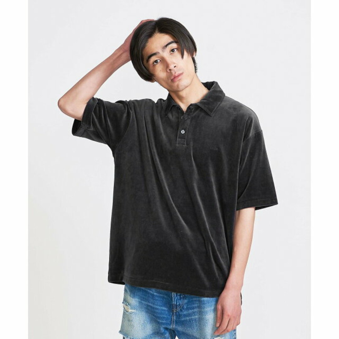 BEAUTY&YOUTH UNITED ARROWS(ビューティアンドユースユナイテッドアローズ)の【BLACK】<info. BEAUTY&YOUTH> シャイニー ベロア ポロシャツ メンズのトップス(ポロシャツ)の商品写真