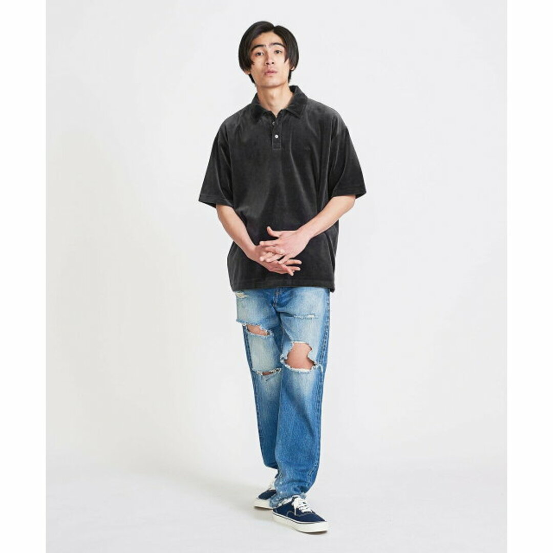 BEAUTY&YOUTH UNITED ARROWS(ビューティアンドユースユナイテッドアローズ)の【BLACK】<info. BEAUTY&YOUTH> シャイニー ベロア ポロシャツ メンズのトップス(ポロシャツ)の商品写真