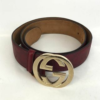 グッチ(Gucci)のGUCCI グッチ グッチシマ ベルト ワインレッド 小物 メンズ ブランド(ベルト)