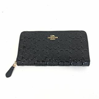 コーチ(COACH)のCOACH コーチ シグネチャー ラウンドファスナー 長財布 ブラック ブランド(財布)