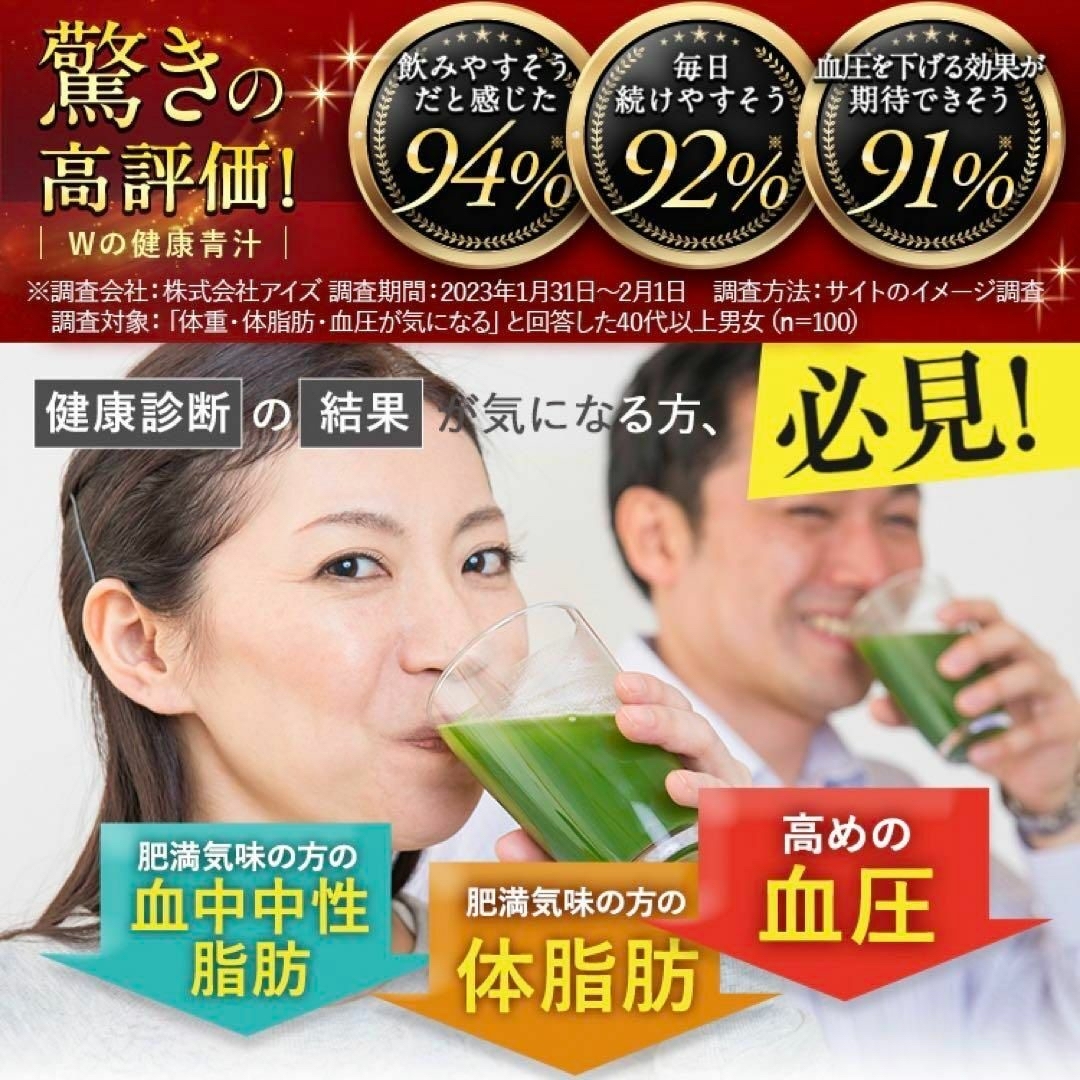 【新品・未開封】Wの健康青汁 2箱 62本 新日本製薬 生活改善 抹茶風味 食品/飲料/酒の健康食品(青汁/ケール加工食品)の商品写真