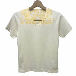 マルタンマルジェラ(Maison Martin Margiela)の未使用品 メゾンマルジェラ エイズTシャツ Ｖネック  XS ベージュ(Tシャツ/カットソー(半袖/袖なし))